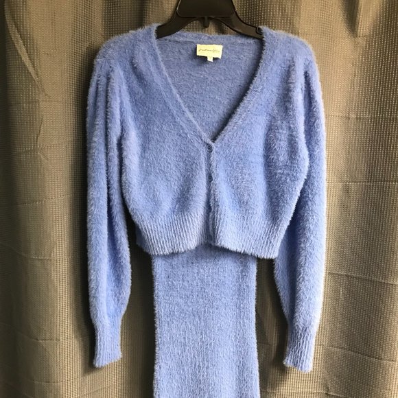 BEAUTIFUL CAROLINA BLUE SUPER SOFT SWEATER DRESS - Picture 1 of 4